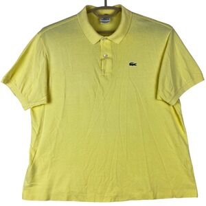 Lacoste Polo Shirt Mens XL (7) Yellow Short Sleeve Pique Cotton Logo